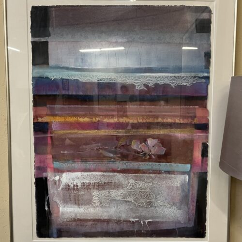 Metal Framed Water Color Collage by Elaine Harvey