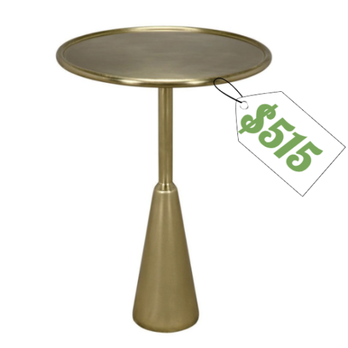 Noir Furniture Hiro Side Table, Metal with Brass Finish