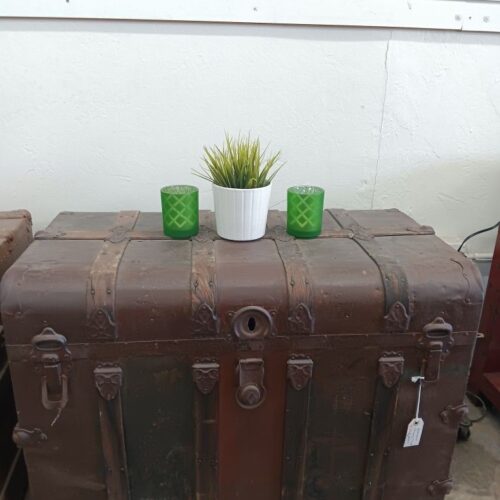 Antique Merchant Dark Brown Shipping Trunk