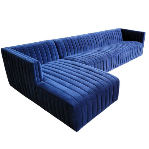 Augustine 2 Piece 121" Sectional, Sapphire Navy by Four Hands