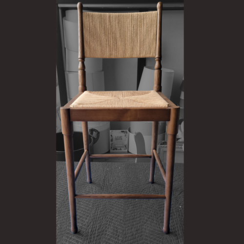 Amber Lewis x Four Hands Fayth Stool in Antique Walnut with Natural Papercord Seat​