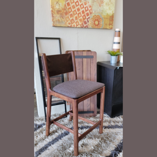Avon Counter Stool, Walnut Frame / Ember Grey Woven Seat