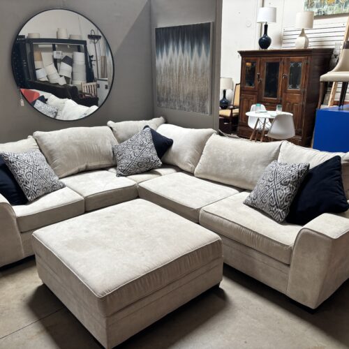 Living Spaces Sectional With Ottoman