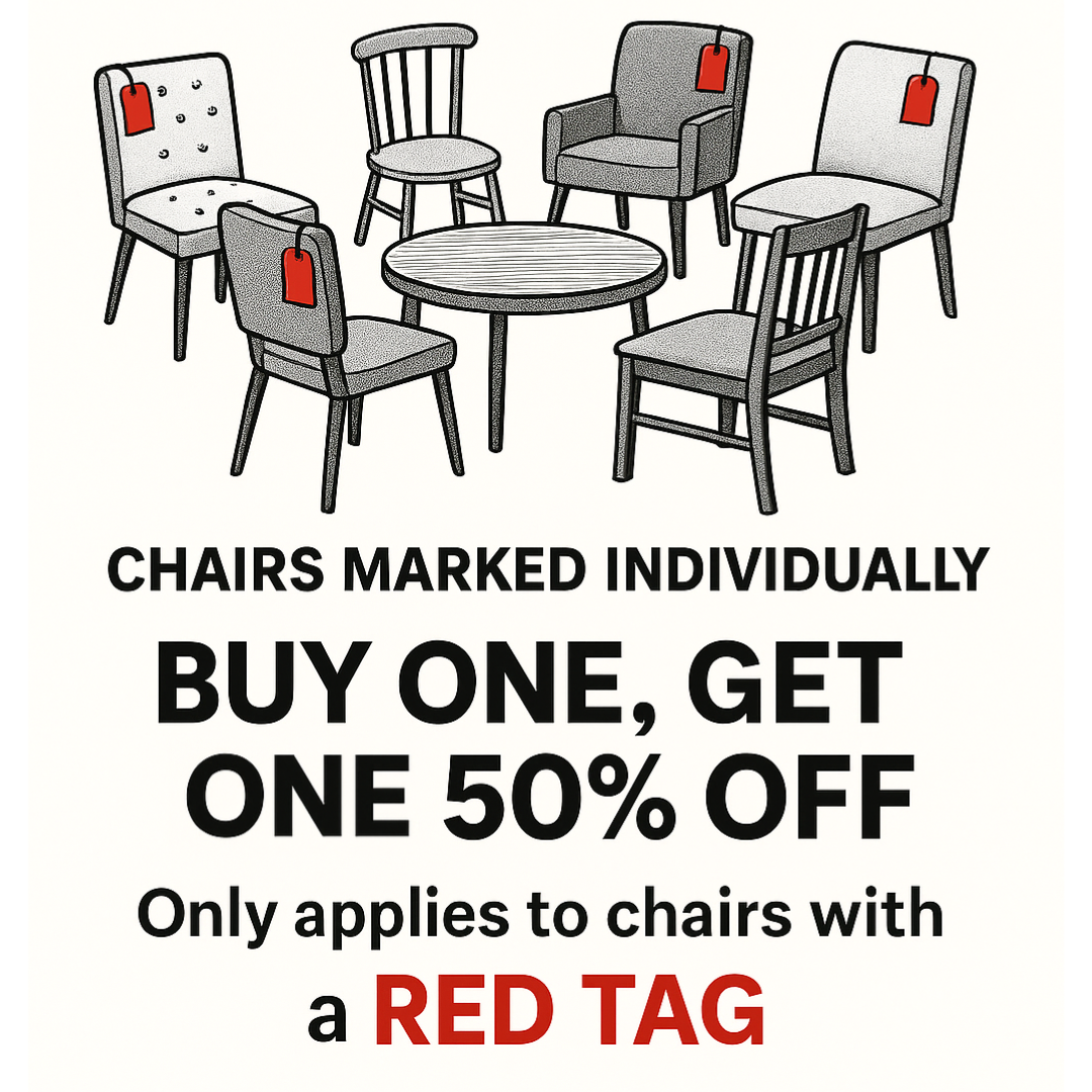 Buy One, Get One 50% OFF mismatch chair sale